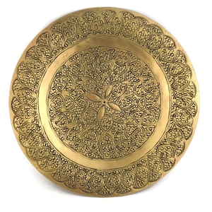 Vintage Brass Hand Engraved Wall Hanging Tray