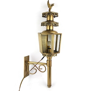 Antique Brass Lantern, Brass Wall Lantern, Vintage Wall Lamp