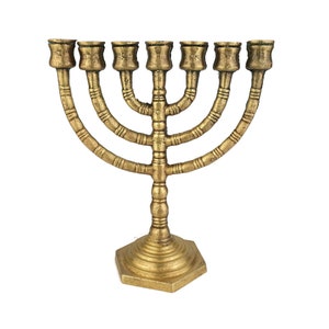 19th Century Jewish Menorah Candle Holder 7 Candles, Antique Menorah Candlestick 7 Candles