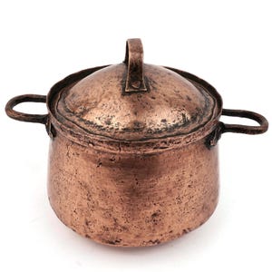 Antique Copper Cookware, Handmade Copper Cooking Pot, 19th Century Copper Casserole Pot With Lid
