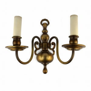 French Brass Sconces, Vintage Wall Lamps, Antique Brass Applique Lights
