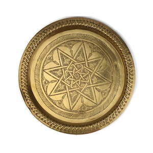 Antique Brass Tray, Engraved Brass Tray, Handmade Brass Tray
