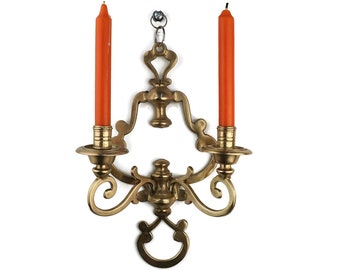 Candelabro de pared antiguo, aplique de vela de latón