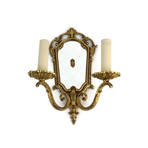 Aplique de pared de latón, lámpara de pared vintage, apliques de latón antiguo, aplique con espejo