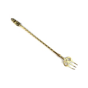 Vintage Bendable Barbecue Fork, English Brass BBQ Fork, Large Grill Fork With Cat, Fireplace Accessory, Fireplace fork