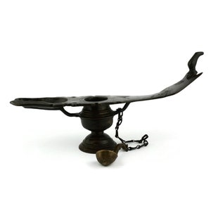 Lampe à huile du Kerala, XIXe siècle, lampe Changalavatta en bronze antique, lampe à huile indienne en bronze, lampe à huile spirituelle sur pied Népal