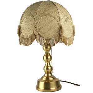 Antique French Table Lamp, Antique Brass Table Lamp With Beige Shade, Vintage Shaded Table Lamp