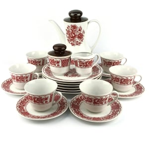 Vintage Porcelain Coffee Tea Set, Bavarian Porcelain Serving Breakfast Set