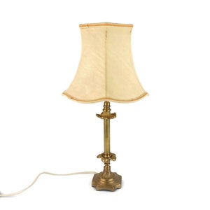 Antique French Table Lamp, Antique Brass Table Lamp Beige Shade, Vintage Table Lamp With Brass Body