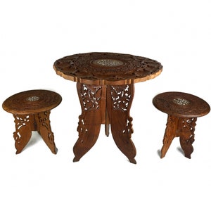 Antique Coffee Table Set With Two Chairs Handmade Coffee - Etsy