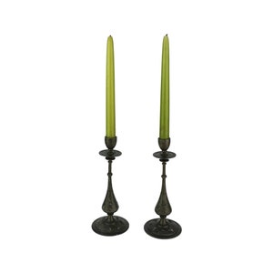 Antique Pewter Candle Holders Set, Vintage Etain Candlestick