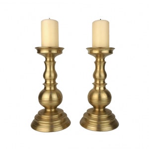 Antique Brass Candle Holder Set, Pair Brass Candlesticks