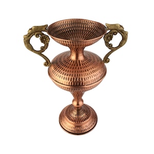 Antique Copper Amphora Vase, Handmade Copper Amphora Vase With Brass Handles, Hand Hammered