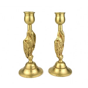 Antique Brass Candle Holders, Vintage Candlesticks, Brass Pelicans Candle Holders