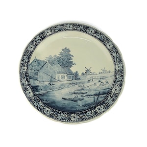 Vintage Delft Ceramic Wall Hanging Plate, Sonneville Handpainted, Signed Delft Wall Plate, Holland Windmill, Royal Sphinx By Boch Belgium
