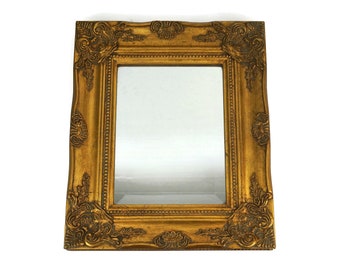Antique Mirror With Gold Frame, Wall Hanging Mirror, Art Nouveau Mirror