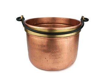 Antique Firewood Storage Pot, Fireplace Decor, Copper Firewood Storage Bucket, Firewood Storage Cauldron