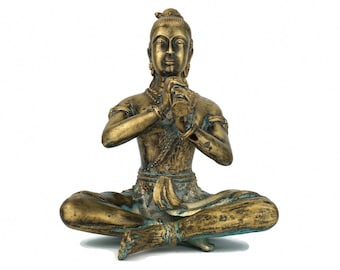 フルートを奏でるブロンズの音楽家座像とヒンドゥー仏教美術 - Etsy 日本