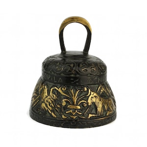 Vintage Bronze Bell, Engraved Bronze Bell, Bell Leo Pelicanus Agnus Aquila