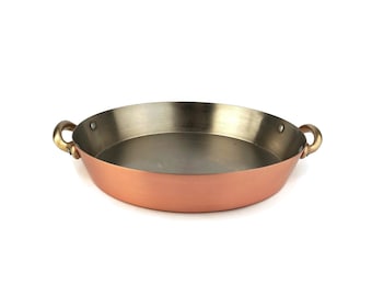 Vintage Copper Cooking Pan With Brass Handles, Copper Frying Pan, Copper Cookware