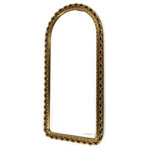 Antique Wall Mirror With Wooden Gold Frame, Wall Hanging Wooden Mirror, Art Nouveau Gold Wooden Frame Mirror