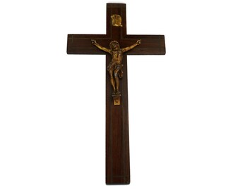 Crocifisso Da Tavolo Artigianale In Legno - Cristo E INRI Placcati Argento 999, Made In Italy, 35x18 Cm - Foto 4