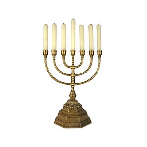 19th Century Jewish Menorah Candle Holder 7 Candles, Antique Menorah Candlestick 7 Candles