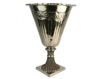 Antique Silver Plated Vase, Large Decorative Vase