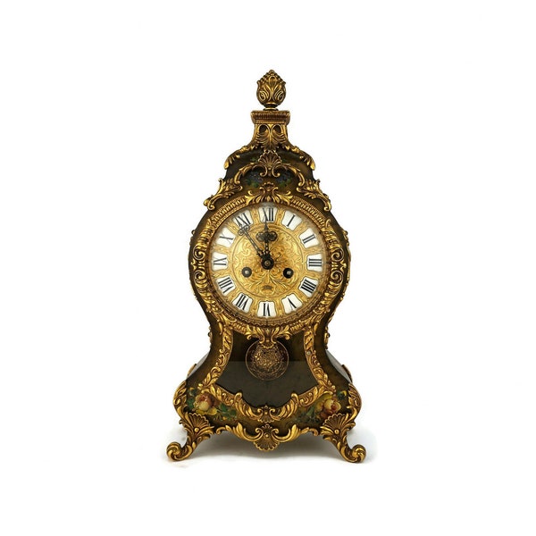 Schmid Boulle Mantle Clock, Table Mantle Clock, Vintage Table Clock, Mantel Clock Germany