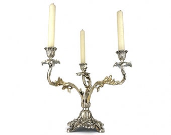 Antique Silver Plated Candle Holder, Antique Silver Candlestick, 19th Century Silver Candelabra