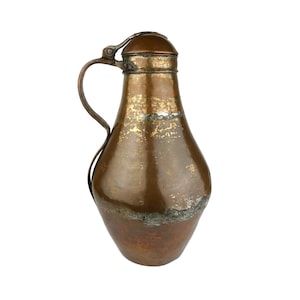 19th Century Large Copper Pitcher, Antique Copper Jug, Handmade Copper Watering Pot