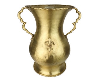 Antique Brass Vase, French Large Vase, Fleur De Lis Brass Vase, 19th Century Brass Vase France