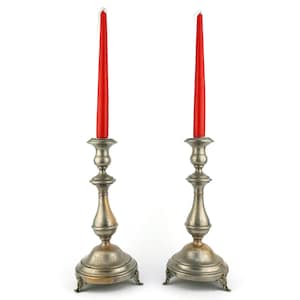 Antique Brass Candle Holder Set, Pair Brass Candlesticks
