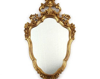 Antique Wooden Mirror With Gold Frame, Wall Hanging Mirror, Victorian Wall Mirror