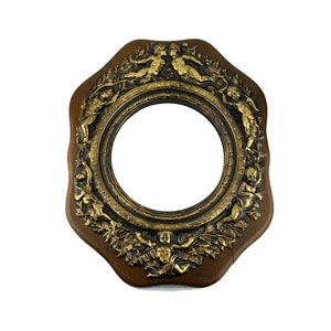 Antique Wooden Mirror, French Wall Mirror, Wooden Wall Mirror With Brass Decoration