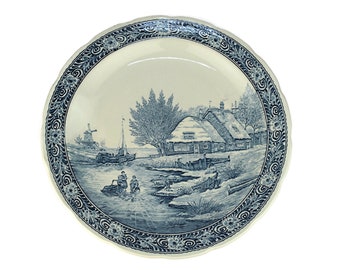 Vintage XXL, Large, Delft Blue Plate: J. Sonneville Landscape