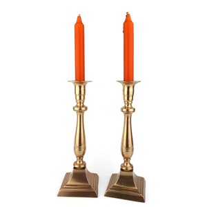 Antique Brass Candle Holders, Vintage Pair Candlesticks