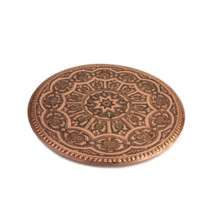 Antique Moroccan Copper Tray With Hand Engraved Ornate, Engraved Copper Tray, Handmade Copper Tray