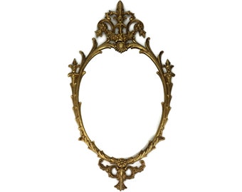 Espejo de latón antiguo, espejo de pared del siglo XIX, espejo de pared de latón, espejo victoriano