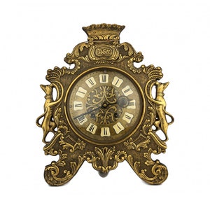 Antique Mantel Clock, Art Nouveau Mantel Clock, Brass Table Clock
