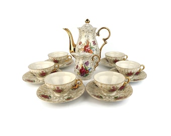 Bavarian Ceramic Coffee Tea Set, Vintage Coffee Tea Set