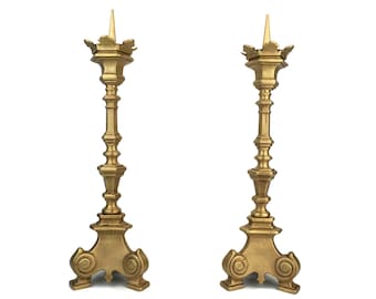 Ensemble de bougeoirs en laiton antique, paire de bougeoirs en laiton