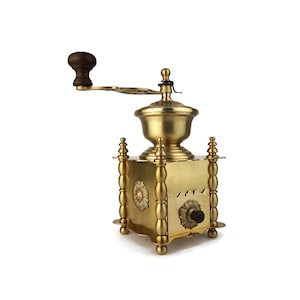 Antique Brass Coffee Grinder, Vintage Brass Coffee Mill