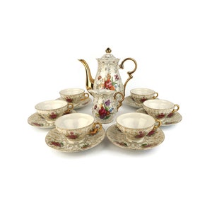 Bavarian Ceramic Coffee Tea Set, Vintage Coffee Tea Set