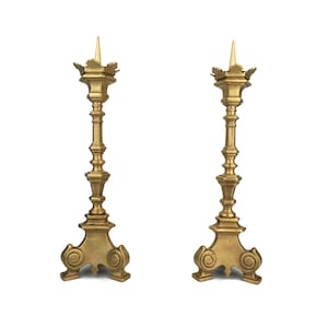 Antique Brass Candle Holder Set, Pair Brass Candlesticks
