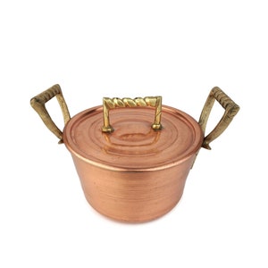 Antique Copper Cookware, Handmade Copper Cooking Pot, Copper Casserole Pot With Lid
