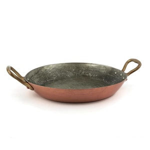 Padella da cucina in rame vintage con manici in ottone, padella da cucina in rame fatta a mano, pentole in rame, padella da cucina in rame francese