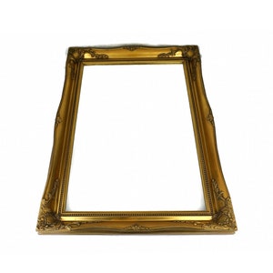 Antique Wooden Mirror With Gold Frame, Wall Hanging Wooden Mirror, Art Nouveau Gold Wooden Frame Mirror