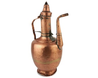 大型アンティーク銅製水差し、銅製水差し、銅製ピッチャー