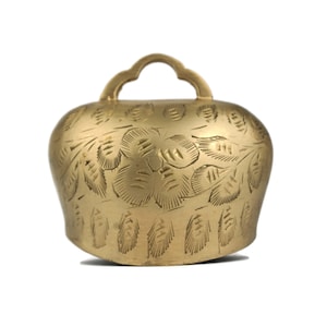 Antique Brass Cow Bell, Engraved Brass Cow Bell